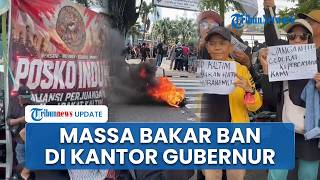 Situasi Aksi Demo Massa APMK di Depan Kantor Gubernur Kaltim, Lakukan Bakar Ban Bekas