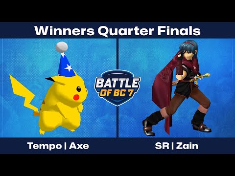 Tempo | Axe (Pikachu) vs SR | Zain (Marth) - Winners Quarter Finals - Melee Singles | BoBC7