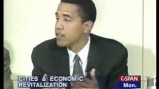 In 1996 Obama was elected to public offer for the first time as State Senator representing Chicago's south side. This video from 1998 features the then State Senator on a Brookings Institute panel on wealth relating to cities.