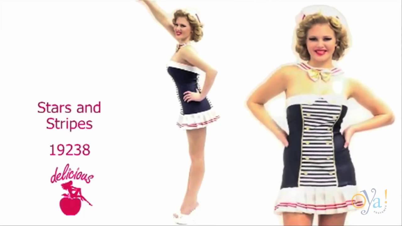 Stars and Stripes Pin-Up Sailor Women's Halloween Costume Video - Oya Costumes