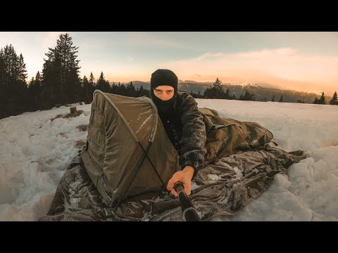 -11°C EVERYTHING IS FROZEN🥶 | Winter bivouac in the snow with Carinthia Observer Plus and Defence 4