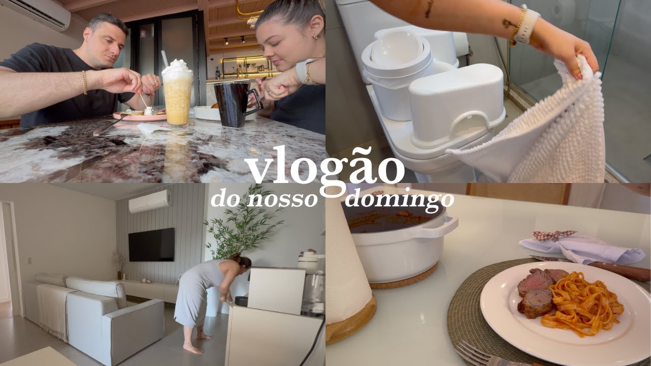 Rotina de domingo, missa, café da manhã na padaria, almoço caseiro e organizando a casa pra seman