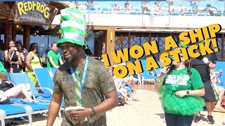 Carnival Mardi Gras Fun Day at Sea Day 2 2024 | I won a Ship on a Stick