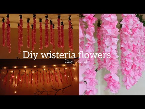 How to make wisteria flowers from tissue paper at home.  | Easy tutorial