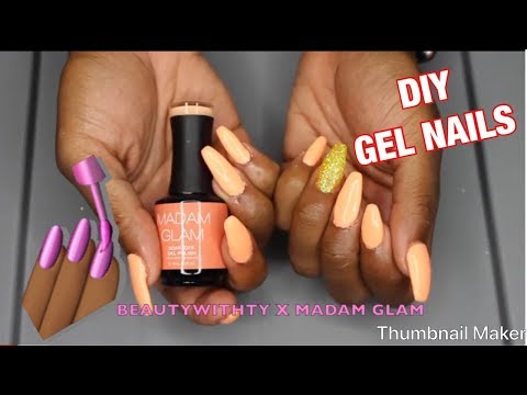 EASY CORAL COFFIN GEL NAILS| PERFECT FOR SPRING| FT MADAM GLAM