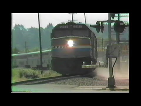 745. AMTRAK # 14 at Hilyard st Eugene Oregon on June 12 1986 with 2 passenger engine motive power