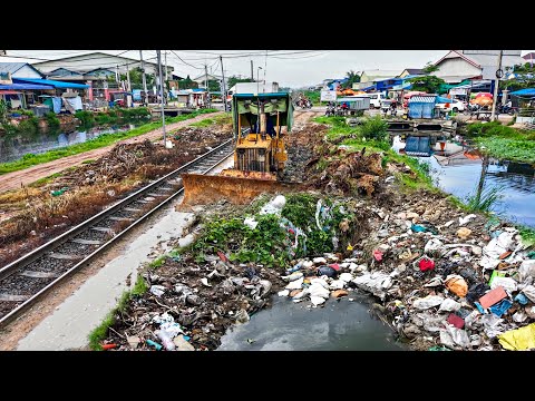 First Starting New project!! Filling Land Build Road By Bulldozer KOMAT'SU D31P With 5ton Trucks