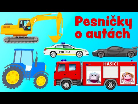Autá - Pesničky o autách | bager, hasiči, traktor | piesne pre deti | Hanička a Murko | 5 pesničiek