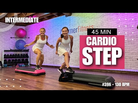 45 Min- Cardio Step Aerobics - Intermediate Step #396 - 130 BPM