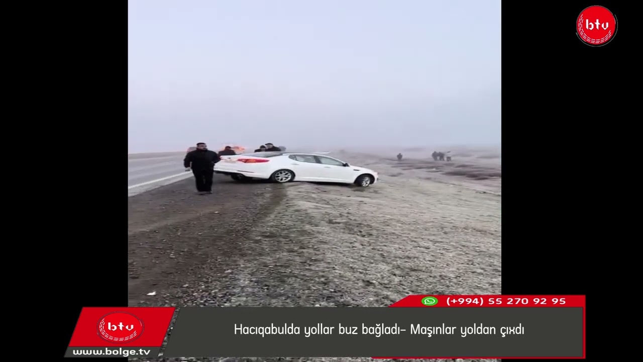 Hacıqabulda yollar buz bağladı- Maşınlar yoldan çıxdı