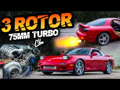 3 Rotor RX7 with 75MM Turbo! Street Drive - Rotary Eargasm! (Backyard Build Breakdown)