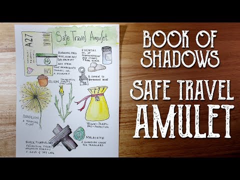 Book of Shadows Art: Safe Travel Amulet Spell - Mojo Bag, Gris Gris Bag, Witchcraft Magical Crafting