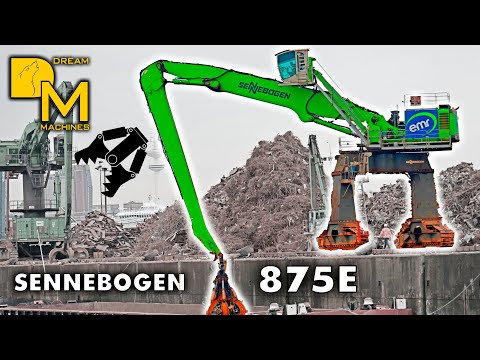 Sennebogen 875E XXL Schrottplatz Bagger 🚧♻️  Metallschrott auf Frachtschiff laden 🚢 Hafen Hamburg