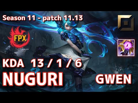 【韓国サーバー/M1】FPX Nuguri グウェン(Gwen) VS ケネン(Kennen) TOP - Patch11.13 KR Ranked【LoL】