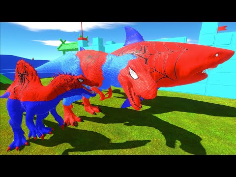 Spider-Man T-Rex, Megalodon, Spinosaurus, Dinosaurs Fighting in Jurassic World Dominion ARBS Battle