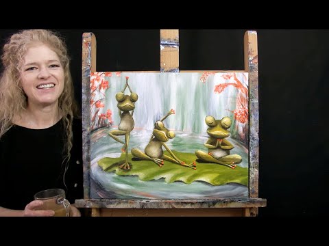 Learn How to Paint YOGA FROGS with Acrylic - Paint & Sip at Home - Fun Animal Step by Step Tutorial