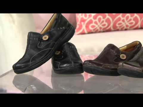 Clarks Unstructured Leather Slip-on Shoes - Un.Loop on QVC