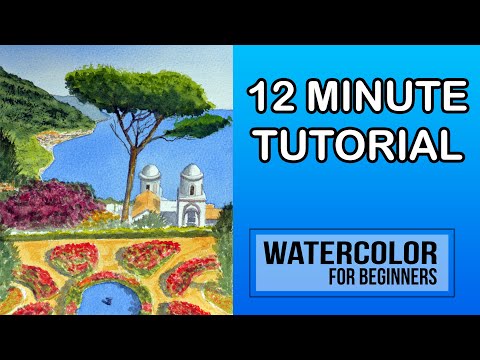 Easy Watercolor Tutorial // Painting the Amalfi Coast Landscape