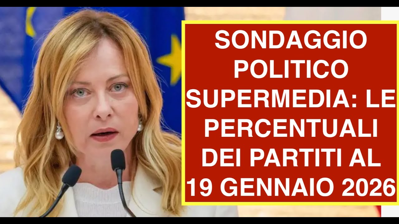 SONDAGGIO POLITICO SUPERMEDIA: LE PERCENTUALI DEI PARTITI AL 19 GENNAIO 2026