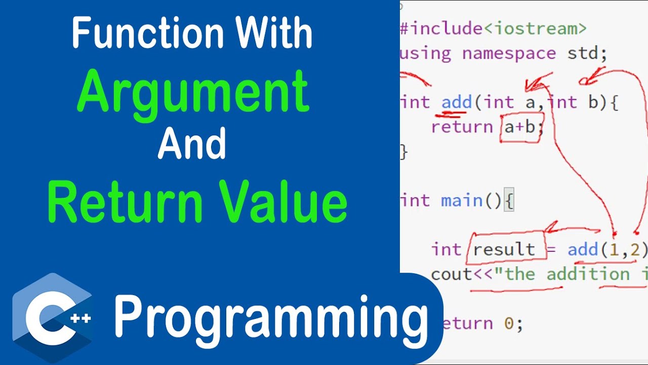 #38 Function With Argument And Return Value in C++ | User Defined Functions