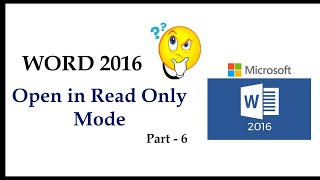 How we open our document in Read Only Mode in MS Word - Part 6