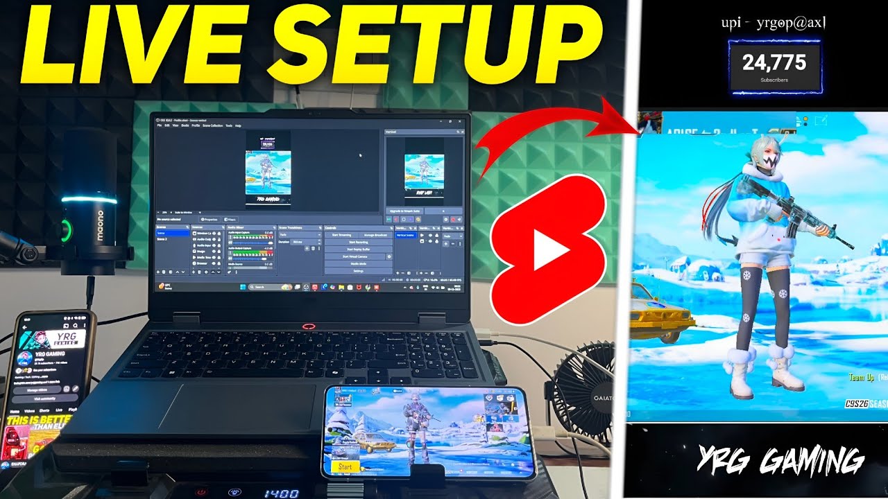 HOW TO LIVE STREAM BGMI ON YOUTUBE SHORTS USING OBS STUDIO 🔥 Laptop/Phone Livestream Setup