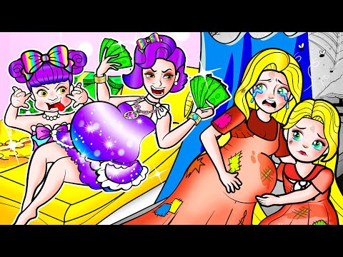 [🐾paper dolls🐾] Poor vs Rich Mother and Daughter in Hospital | Rapunzel Family 놀이 종이