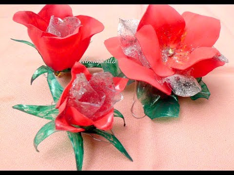 Botón de Rosa con botella de plástico - Tutorial