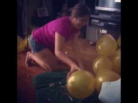 Having fun popping the balloons 🎈