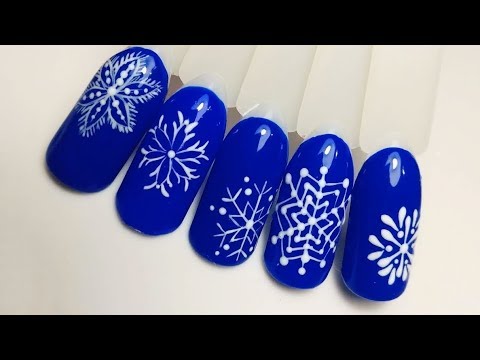 5 СПОСОБОВ нарисовать снежинку на ногтях❄️ Очень просто!🙂snowflake on nails