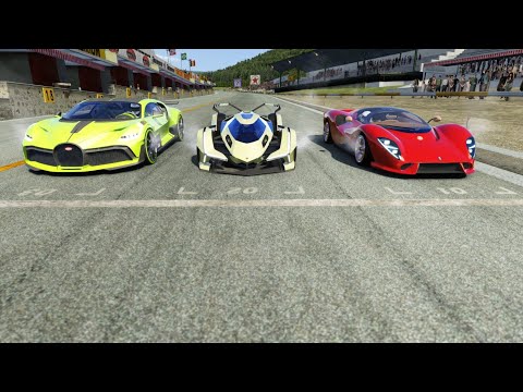Lamborghini V12 Vision GT vs Bugatti Divo vs De Tomaso P72 at Old Spa