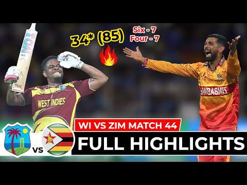 West Indies Vs Zimbabwe ICC T20 CRICKET WORLD CUP Match 44 Full Highlights 2026 | Wi Vs Zim