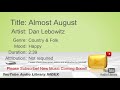 New Free Music 2018 Almost August Dan Lebowitz Country Folk Happy YouTube Audio Library BGM