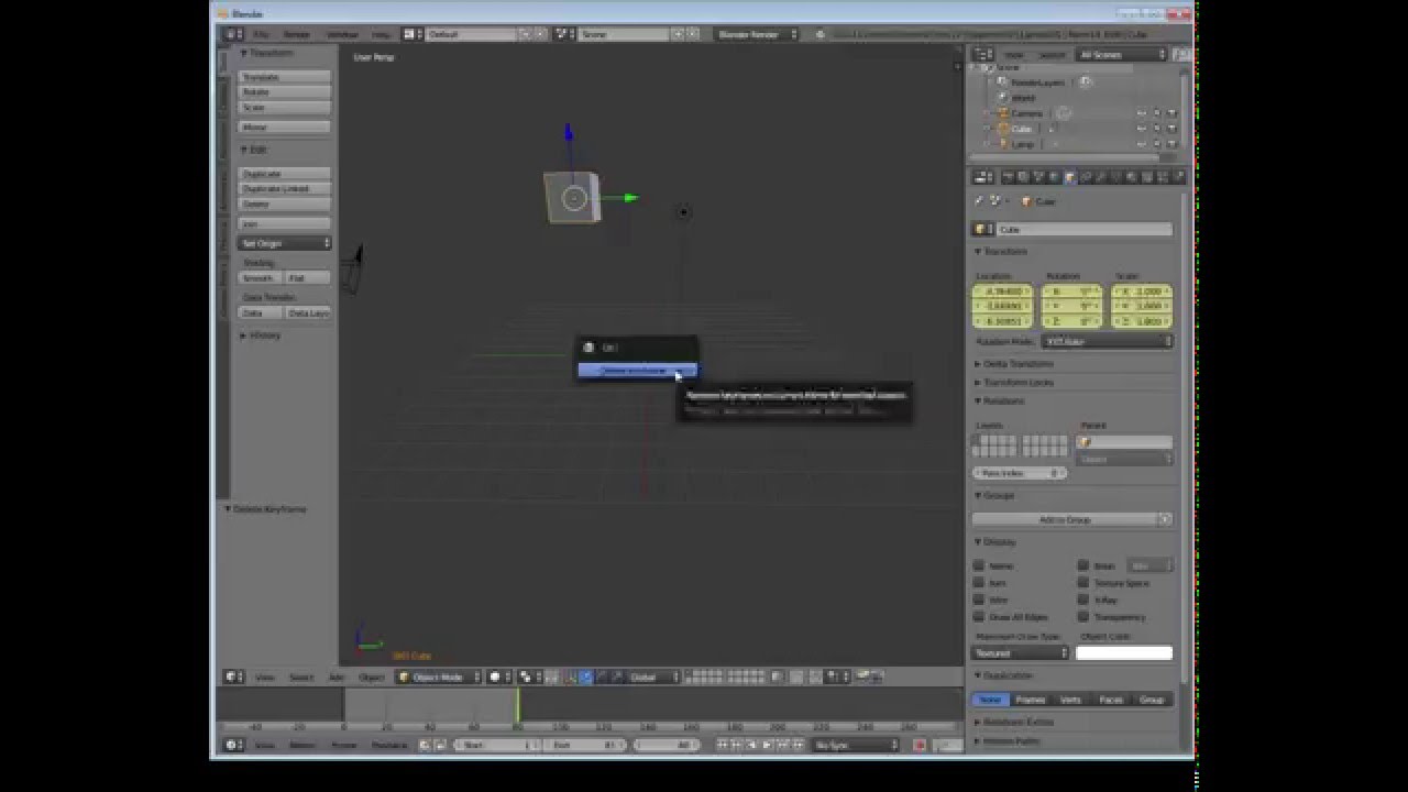 Blender Tutorials - Deleting Keyframes Tutorial
