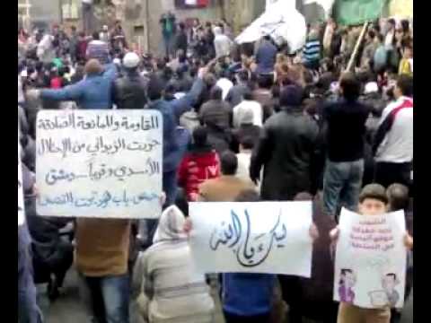 مظاهرة في حي باب هود في حمص في جمعة "معتقلي الثورة"