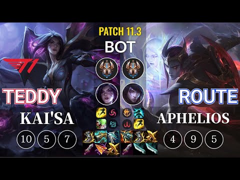 T1 Teddy Kai'Sa vs Route Aphelios Bot - KR Patch 11.3