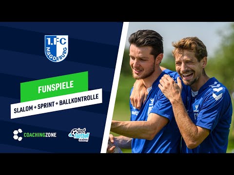 Fussballtraining: Funspiel | Slalom-Sprintduell mit Ballmitnahme und Zielpass