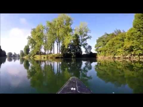 A misty morning canoe on the Kolpa River at Big Berry near Primostek, Bela Krajina, Slovenia