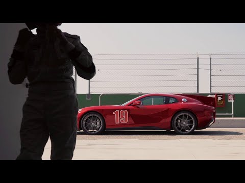 Arturo Merzario, a racing legend, drives the Touring AERO 3 on track