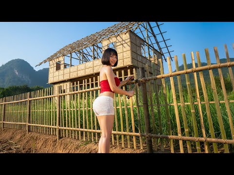Timelapse 365 Days: 20-Year-Old Single Mother Completes Bamboo Hut and Fence Surrounding Her House