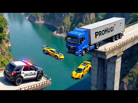 Cars vs COLLAPSE Broken Bridge #7 - BeamNG.drive Fails & Crashes 2025!