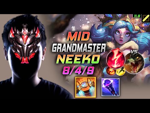 GrandMaster Neeko MID vs Renekton - 천상계 미드 니코 템트리 룬 벨트 감전 ニーコ Нико 万花通灵 妮可 - LOL KR 11.9