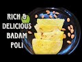 Badam Poli Recipe in Tamil/Badam Puran Poli Recipe/பாதாம் இனிப்பு போளி/Sweet Boli Reci
