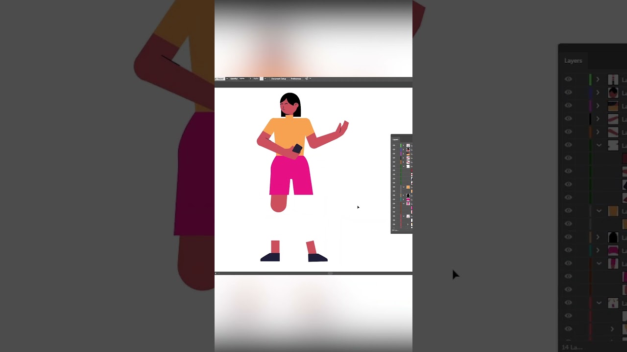 Flat character drawing in Adobe Illustrator.#illustrator #adobe #drawingtutorial drawing