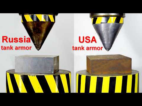 HYDRAULIC PRESS VS TANK ARMOR US AND RUSSIA