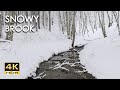 4K HDR Snowy Brook - Relaxing River Sounds - Peaceful Snow & Forest Stream - Flowing Water Sleep Aid