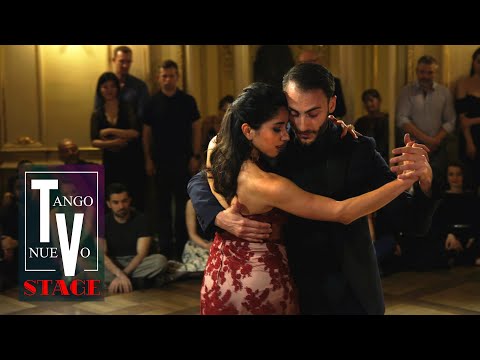  Lorena Tarantino  and  Gianpiero Galdi  are  dancing  to  the  milonga  "  Estampa De Varon  "  by  Juan D'Arienzo  at  Krakus Aires Tango Festival  in  2019