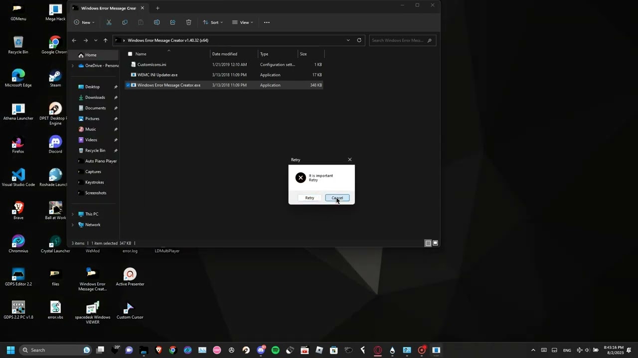 Released - v1.1 Error Message Creator Windows!