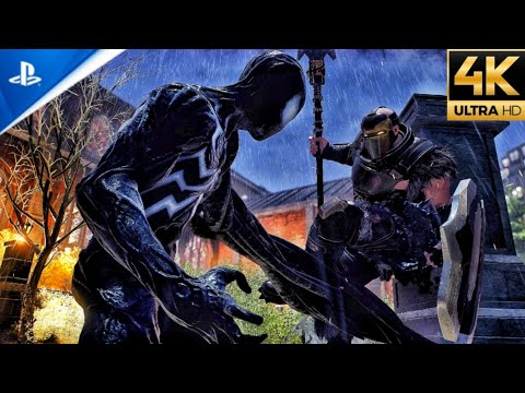 Symbiote Suit vs Shield Bearer Boss Fight (Ultimate Difficulty) - Spider-Man 2 PS5 (4K)