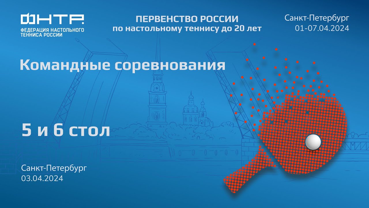 Командные соревнования ПР до 20 лет. 5 и 6 стол. 03.04.24